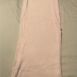 Elegant Beige Ribbed Women's Skirt